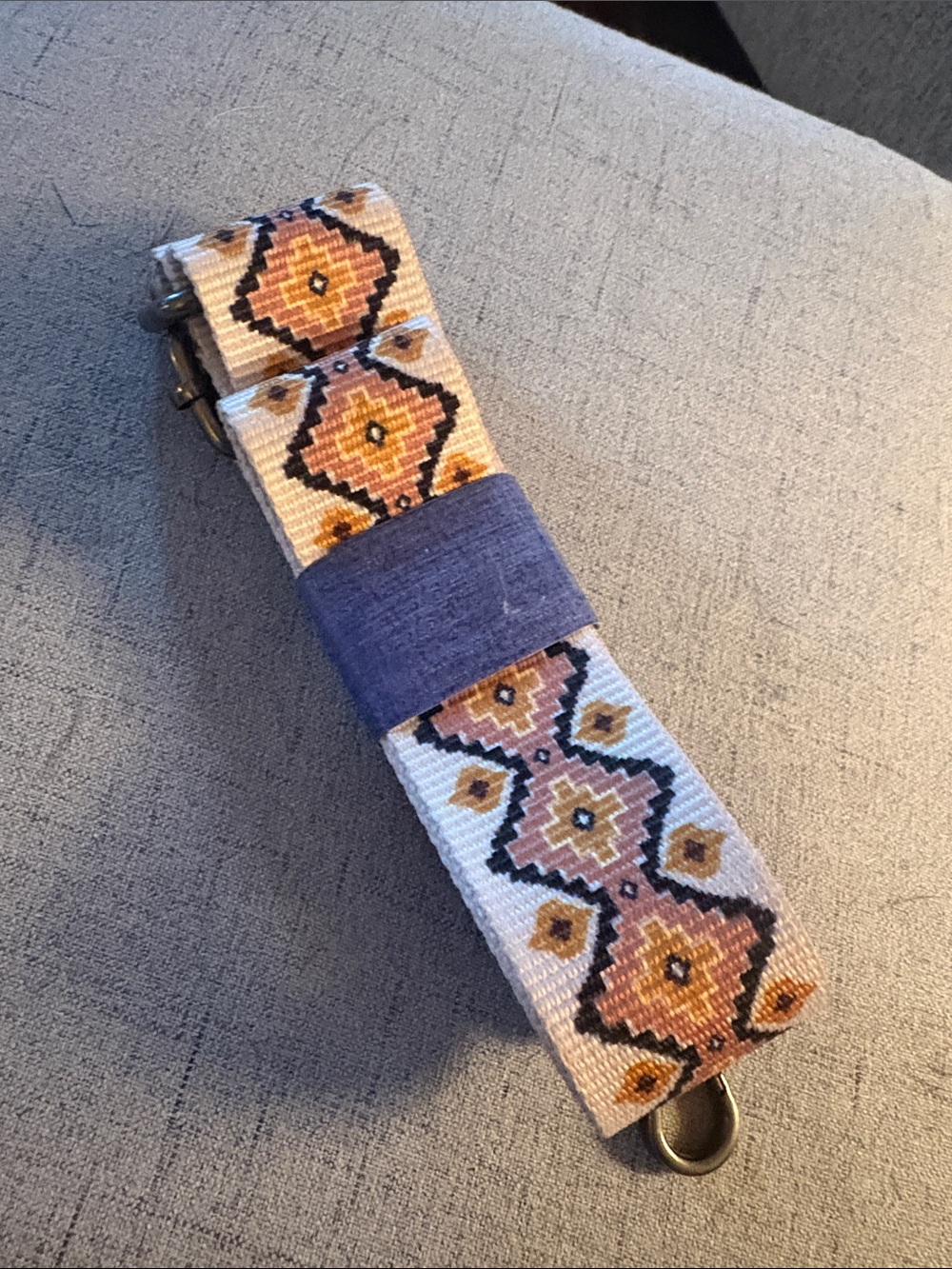 Wrangler Peach and Mustard Woven Geometric Bag Strap